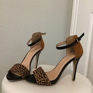 Suede animal print heels